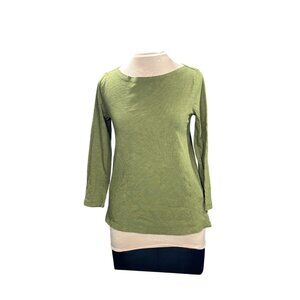 J.Crew Womens XS Slub Tee Knit Top Olive Green Cotton 3/4 Sleeve